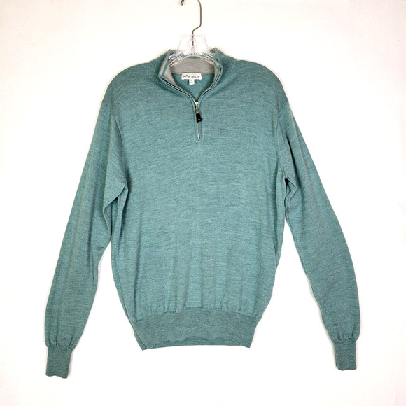 Peter Millar Other - Peter Millar Mens Pullover 1/4 Zip Knit Wool Silk Sweater Size Medium Green Golf